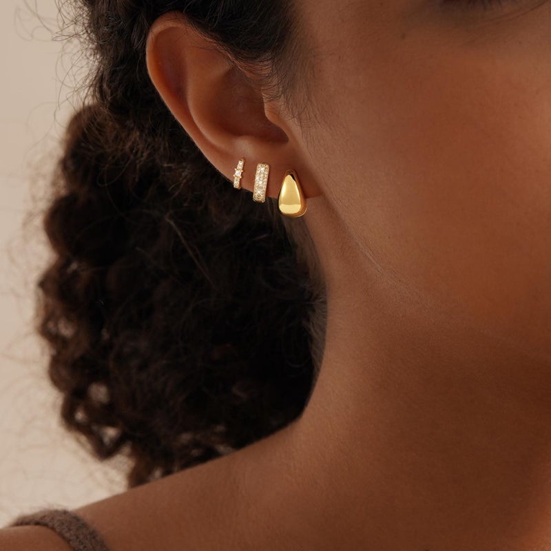 VIROMY Gold Hoop Earrings Set for Women Trendy, 14K Gold Plated Lightweight Small gold Hoop Earrings Chunky Open Hoops Earrings Stacks Jewelry Gifts - Image 3