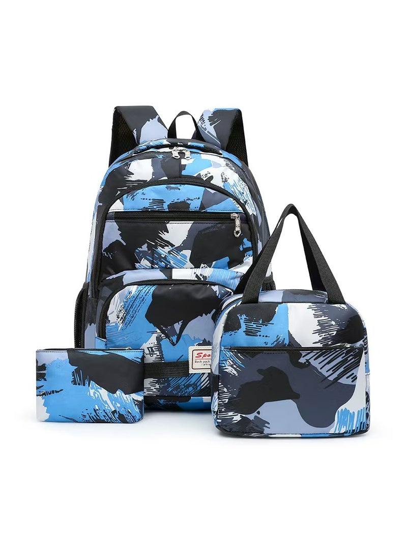 SUNSTAR New 3-piece large capacity backpack set camouflage color lunch box pencil box campus backpack - Image 1