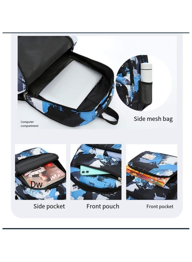 SUNSTAR New 3-piece large capacity backpack set camouflage color lunch box pencil box campus backpack - Image 3