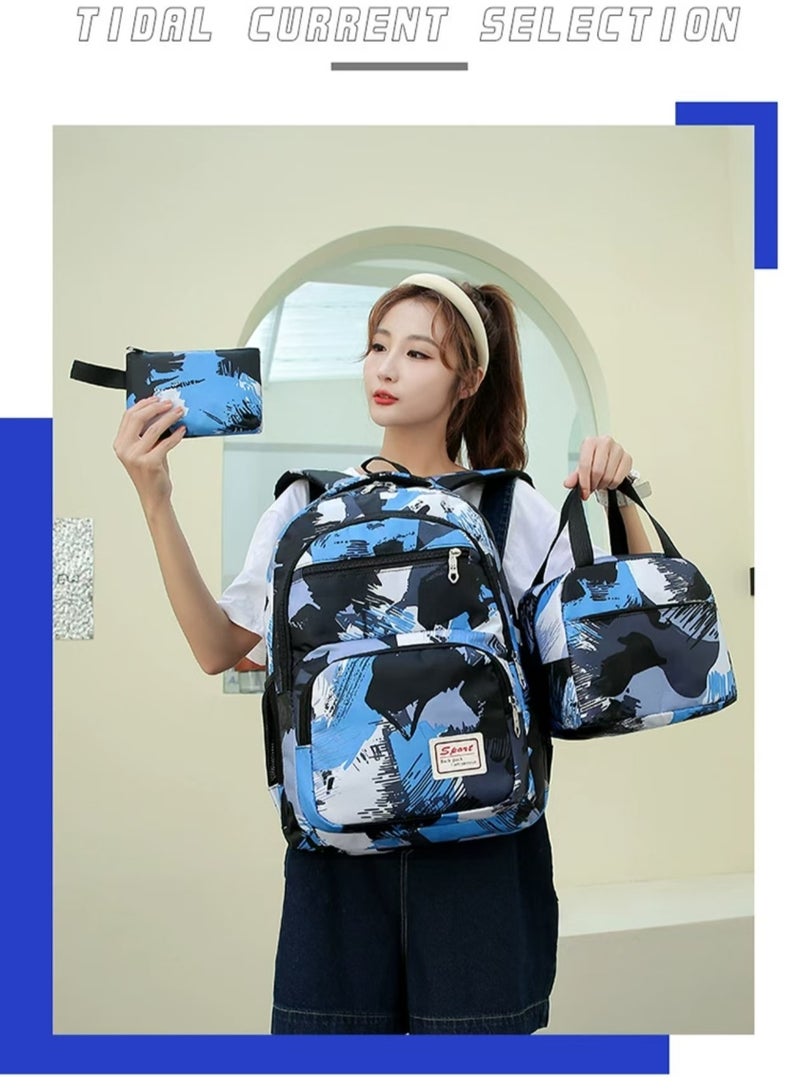 SUNSTAR New 3-piece large capacity backpack set camouflage color lunch box pencil box campus backpack - Image 4