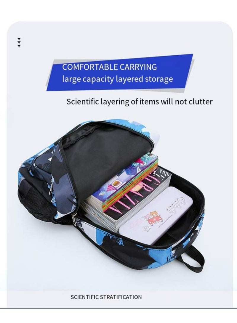 SUNSTAR New 3-piece large capacity backpack set camouflage color lunch box pencil box campus backpack - Image 5