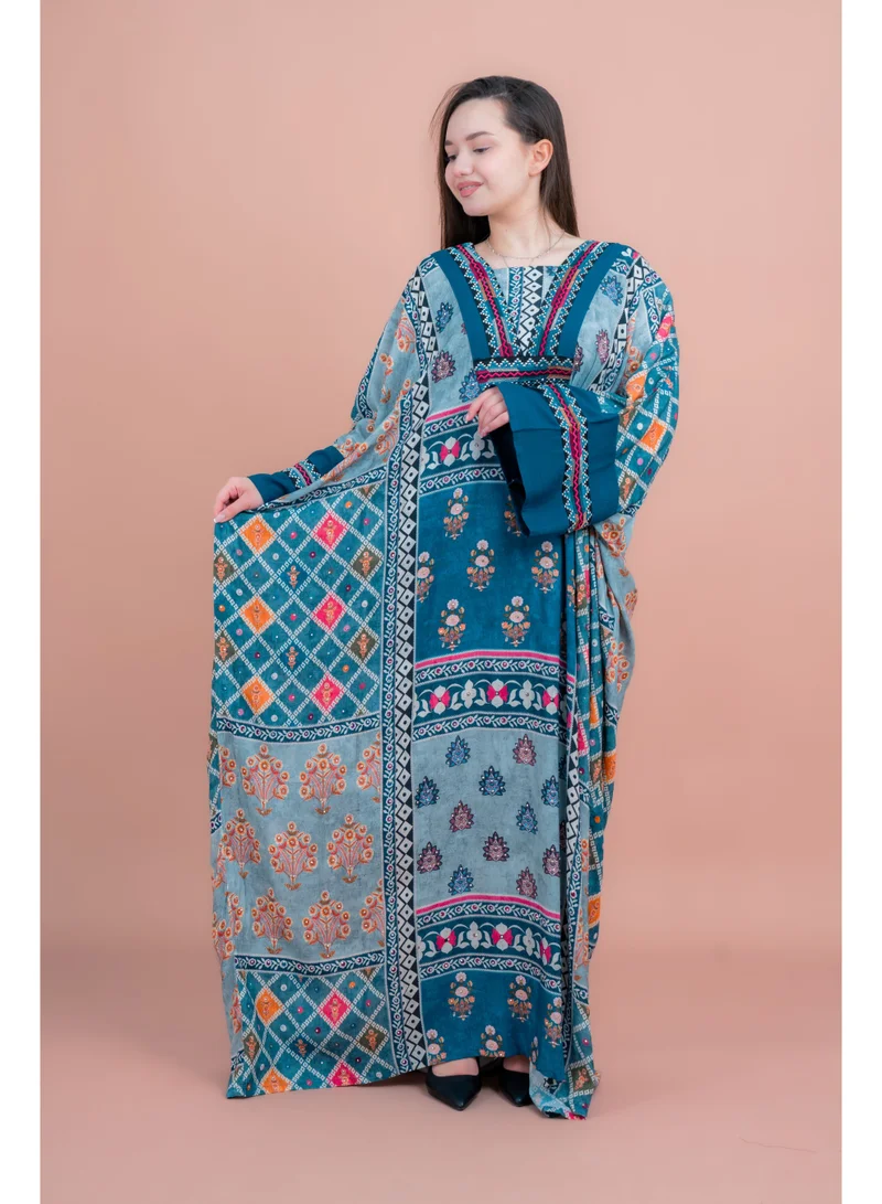 IKKXA Boho Embroidered Loose Fit Jalabiya