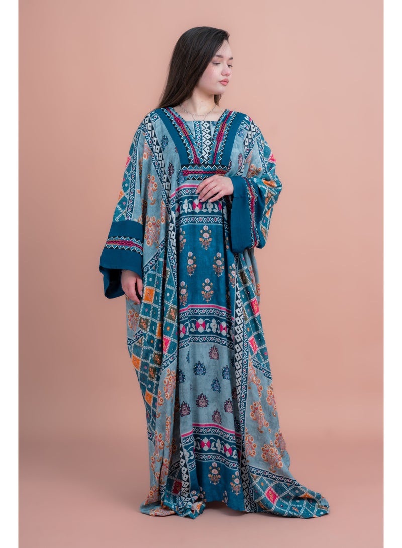 اكسا جلابية فضفاضة مطرزة بأسلوب بوهو - Image 3