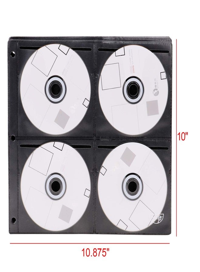 صفحات إدخال أقراص Vaultz، مثقوبة بثلاثة ثقوب، 10 × 10.875 بوصة، 8 أقراص مضغوطة/صفحة، 50 صفحة/عبوة، أسود (VZ01415) - Image 3