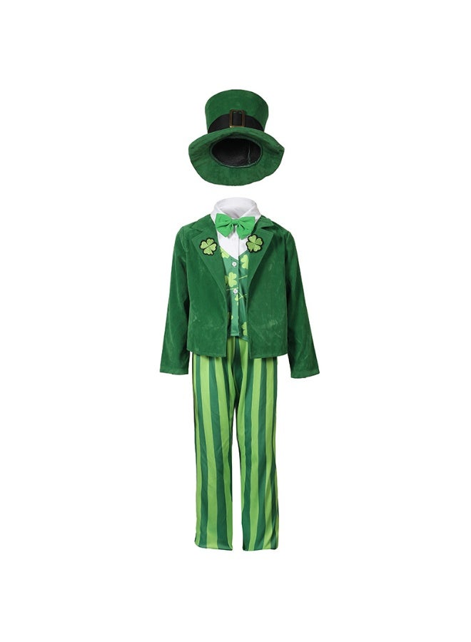 NIBEMINENT Irish goblin party costume: Green four-leaf clover mini suit dress - Image 1