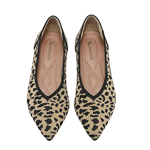 Semwiss Women's Ballet Flats Comfortable Casual Dressy Shoes,Work Flats Office Shoes Pointed Toe Leopard-2 Flats Leopard-2 Size 8 - Image 1