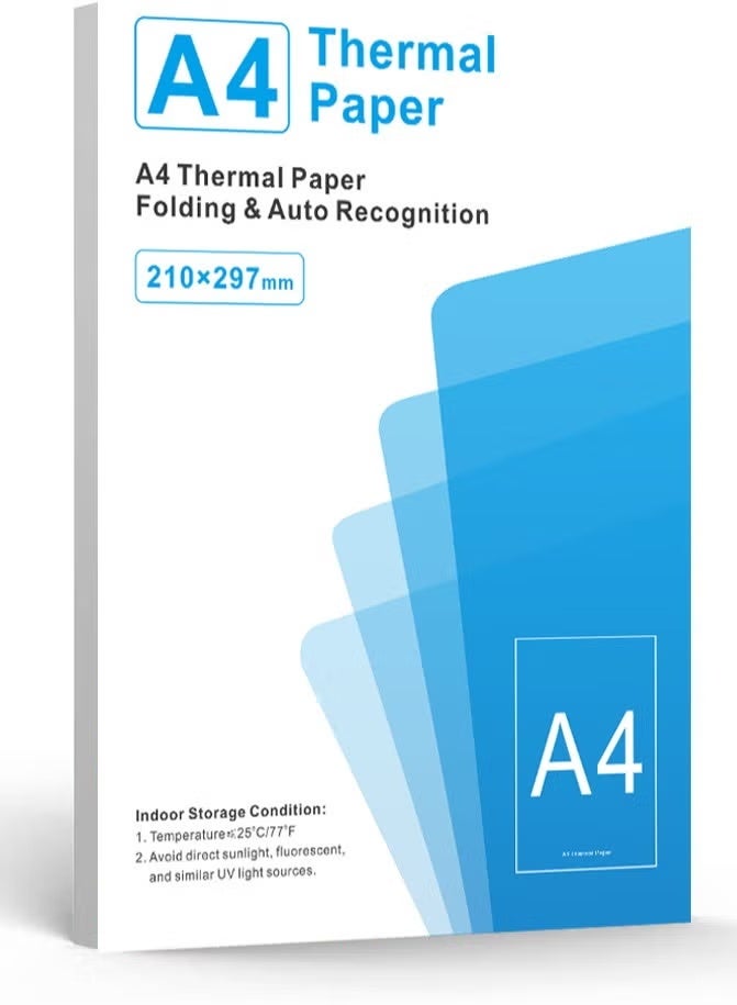 Arabest A4 Thermal Paper, 210 x 297 mm Folding Black Mark Thermal Paper for A4 Portable Thermal Printer, compatible with portable letter thermal printer, 8.27"×11.69” Size, Compatible with M08F-Letter M832 M833 M834 M835 HRPT MT800 Thermal Paper(200 sheets) - Image 1