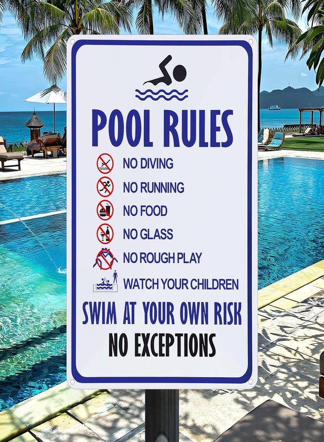 Crazysign Pool Rules Sign Warning Swim At Your Own Risk Vintage Tin Sign for Swimming Pool Water Park Beach Decor 8x12 Inches (3097) - Image 5