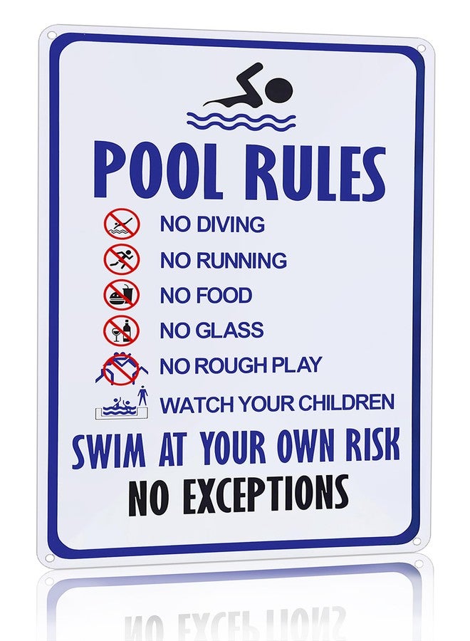 Crazysign Pool Rules Sign Warning Swim At Your Own Risk Vintage Tin Sign for Swimming Pool Water Park Beach Decor 8x12 Inches (3097) - Image 1