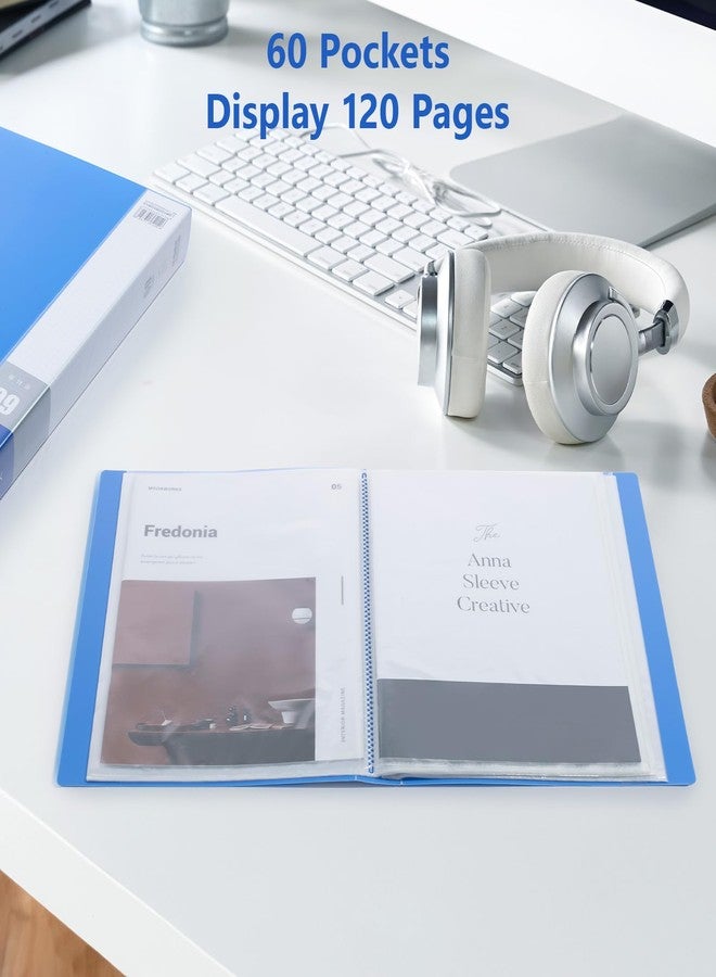ام اند جي مجلد M&G ذو 60 جيبًا مع أكمام بلاستيكية (أزرق، كتاب عرض، 8.5 × 11.8، حافظة ملفات مع واقيات أوراق شفافة، عرض 120 صفحة، كتاب عرض للأعمال الفنية، مجلد منظم للمستندات) - Image 3