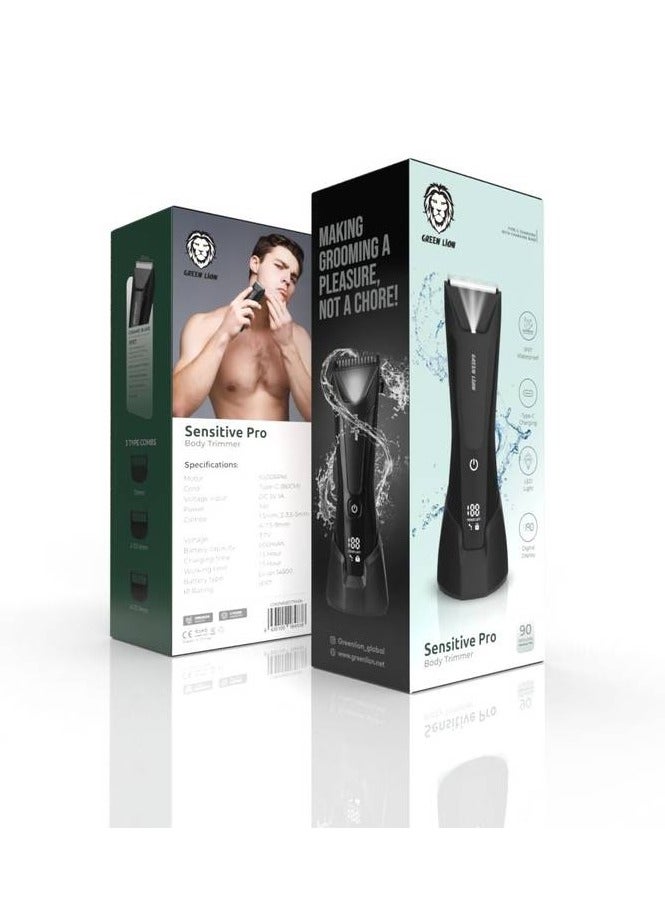 GREEN LION Sensitive Pro Body Trimmer / Digital Display / LED Light / Different Combs / Extra-powerful Motors / Detachable Blade / Easy for Cleaning / High Power Motor / High Battery Capacity - Black - Image 4