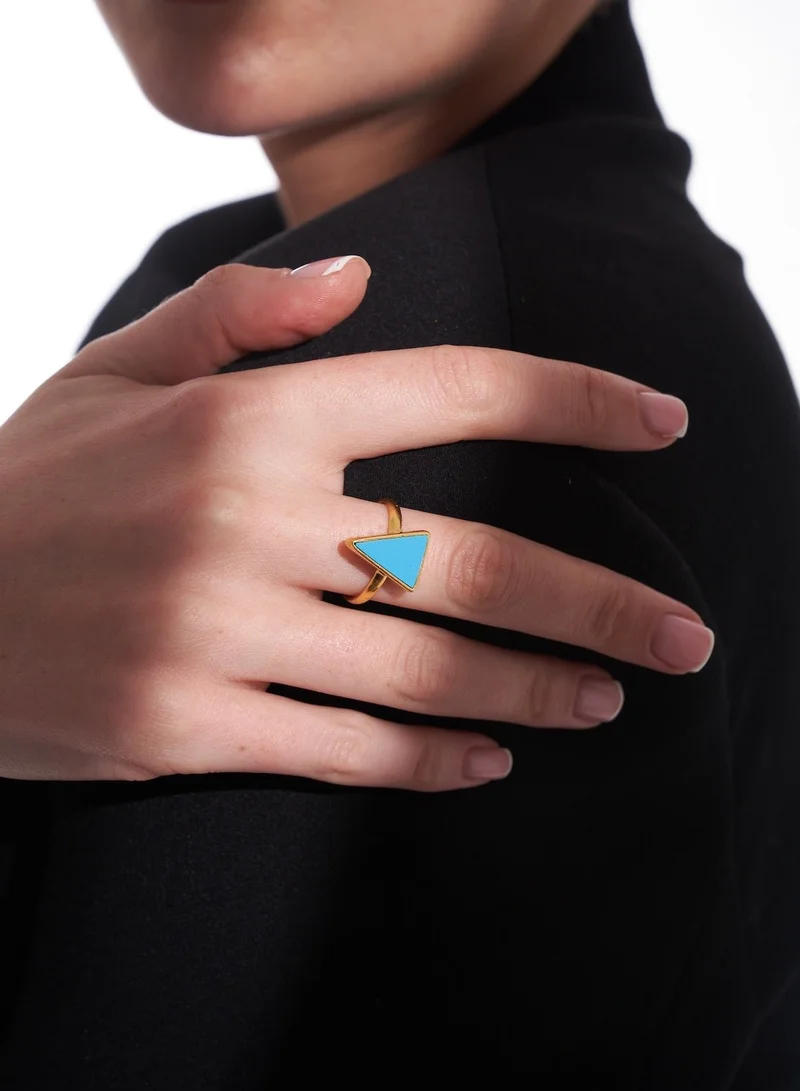 Hzmer Jewellery Bliss Turquoise Ring in Gold plated Sterling Silver