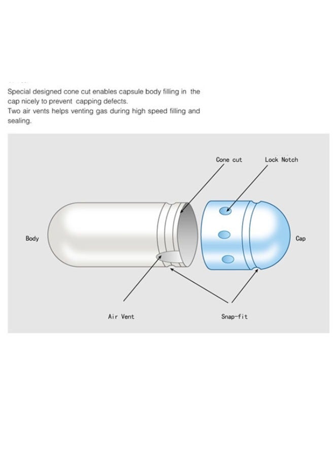 1000 PCS Size 00 1000 PCS Capsules Express–Clear Vegan Pill Capsules – Easy to Fill & Snap Shut – HPMC Vegetable Cellulose, No Additives - Image 5