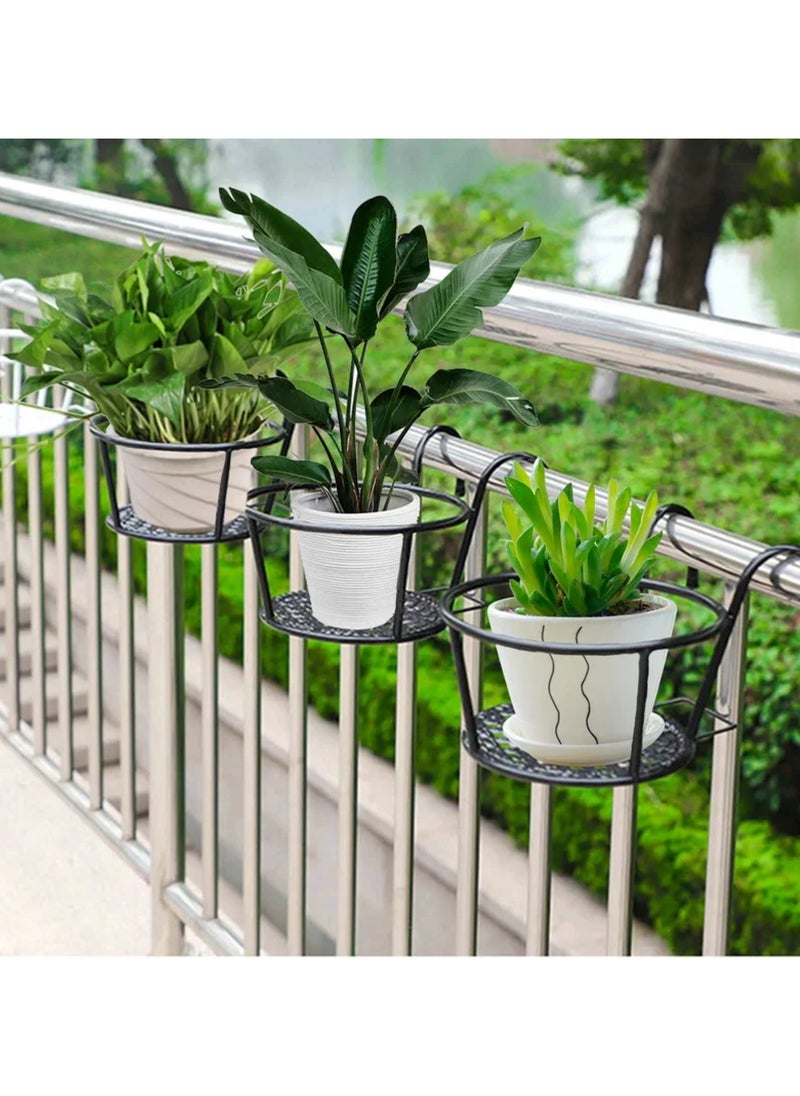 MAXQON 2 Pieces of Flower Holder Hanging Flower Basket Rack Stand Railing Planter, Color Black  - Image 5