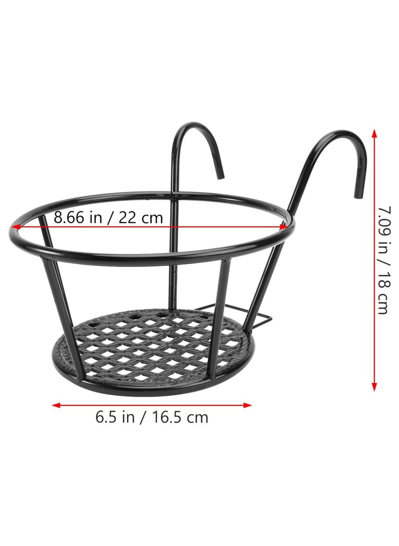 MAXQON 2 Pieces of Flower Holder Hanging Flower Basket Rack Stand Railing Planter, Color Black  - Image 4
