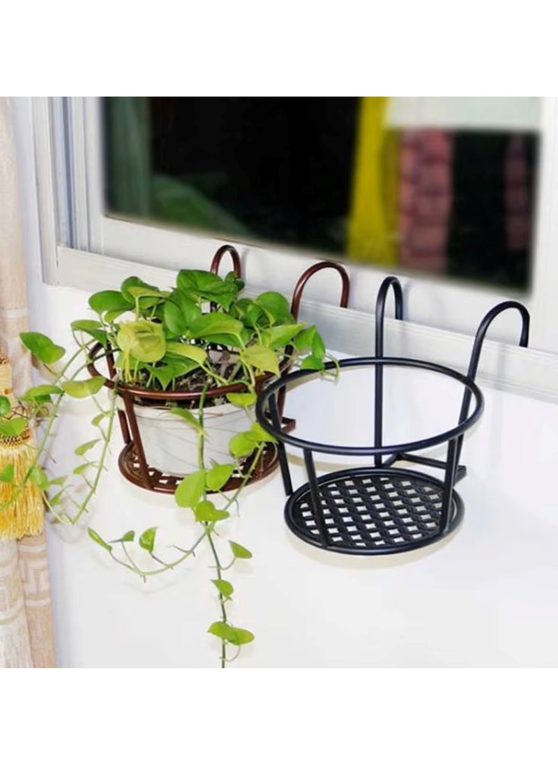MAXQON 2 Pieces of Flower Holder Hanging Flower Basket Rack Stand Railing Planter, Color Black  - Image 2