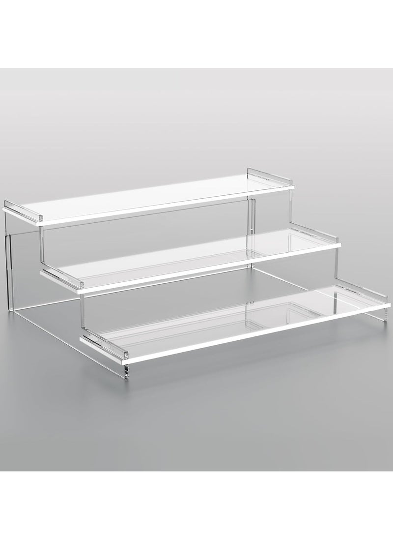 Generic Clear Acrylic Display Stand, 3 Tiered Display Riser Stand Perfume Stand Organiser for Pop Figures, Perfume, Cupcake, Dessert, Nail Polish, Transparent  - Image 1