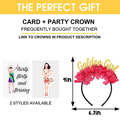 ZZDCMS Golden Girl Party Tiara for Birthday - Party Crown Birthday Gift for Her,Funny Pink Colorful Paper Headgear,Party Decor for 21st, 25th, 30th, 50th Bday Hata - Image 2