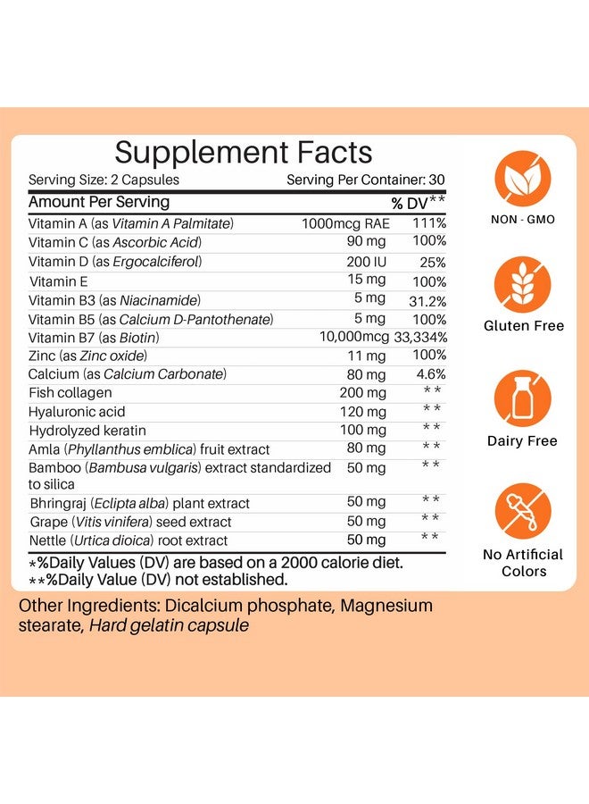 mastermedi Biotin Collagen & Keratin - 17-in-1 Beauty Blend | 20,000mcg Biotin per Serving | Supports Skin, Hair & Nail Health | 60 Capsules | 30-Day Supply - Image 4