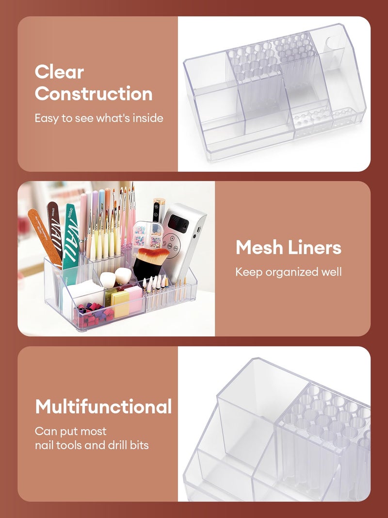 LIARTY Nail Drill Holder: Acrylic Nail Drill Bits Holder Makeup Organizer Case for Brush - Beauty Cosmetic Storage Box for Dresser Countertop and Bathroom Vanity - Image 4