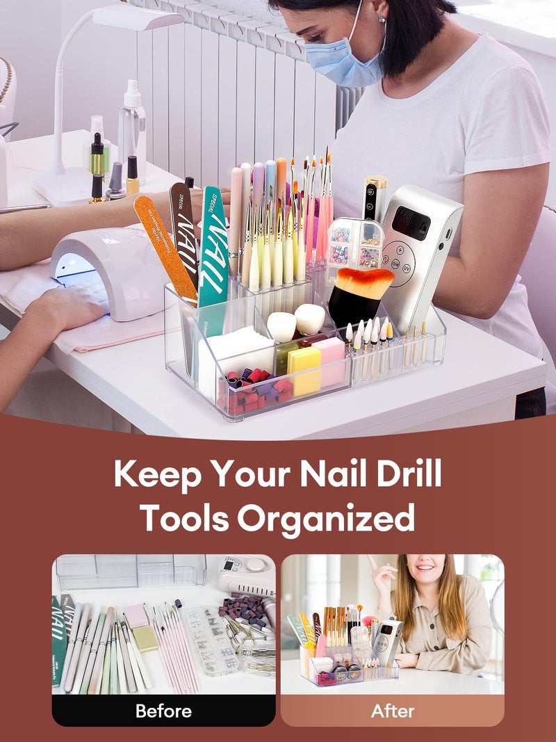LIARTY Nail Drill Holder: Acrylic Nail Drill Bits Holder Makeup Organizer Case for Brush - Beauty Cosmetic Storage Box for Dresser Countertop and Bathroom Vanity - Image 3
