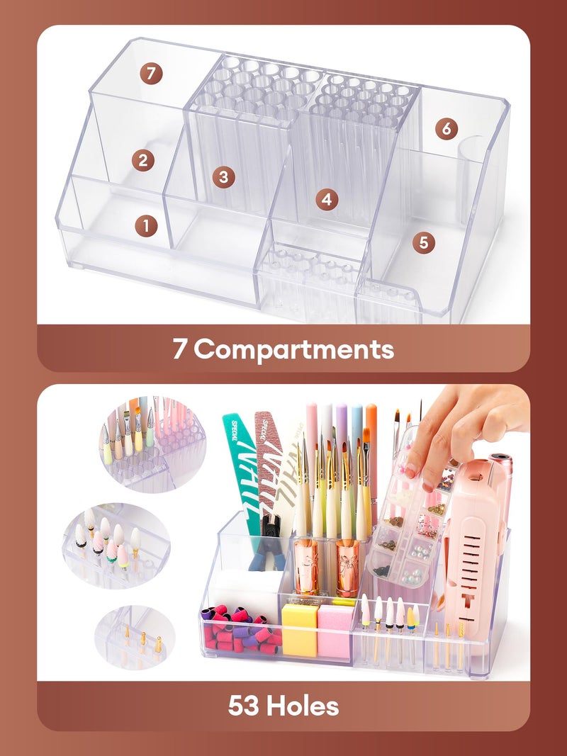 LIARTY Nail Drill Holder: Acrylic Nail Drill Bits Holder Makeup Organizer Case for Brush - Beauty Cosmetic Storage Box for Dresser Countertop and Bathroom Vanity - Image 2