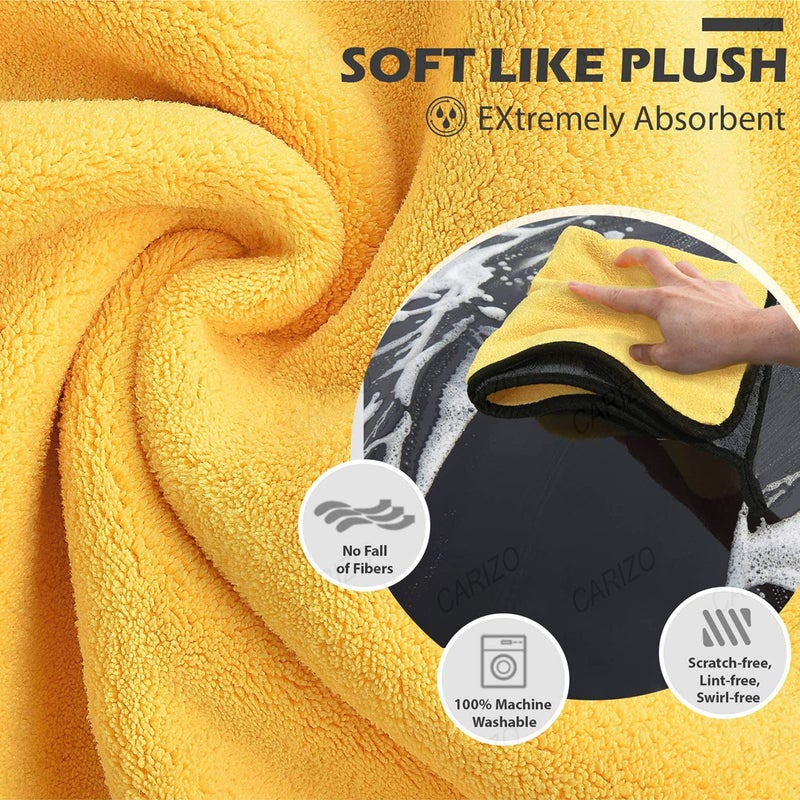 CARIZO 800GSM Professional Premium Microfiber Towels Car Drying Towels, Softer and More Absorbent, Lint-Free, for Household Cleaning and Car Washing (Pack of 1) - Image 3