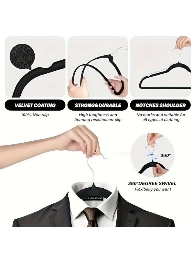 Enjoylifeme 50-Piece Non-Slip Velvet Cloth Hanger Set Black - Image 3