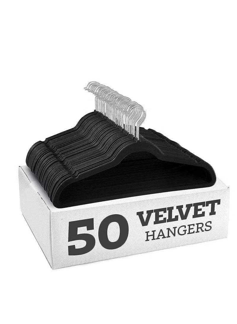 Enjoylifeme 50-Piece Non-Slip Velvet Cloth Hanger Set Black - Image 1
