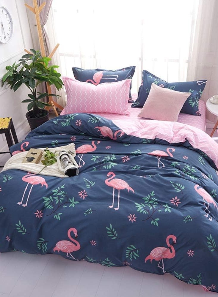 طقم ملاءة سرير مطبوع مقاس كينج من 3 قطع قطن متعدد الألوان - Image 1