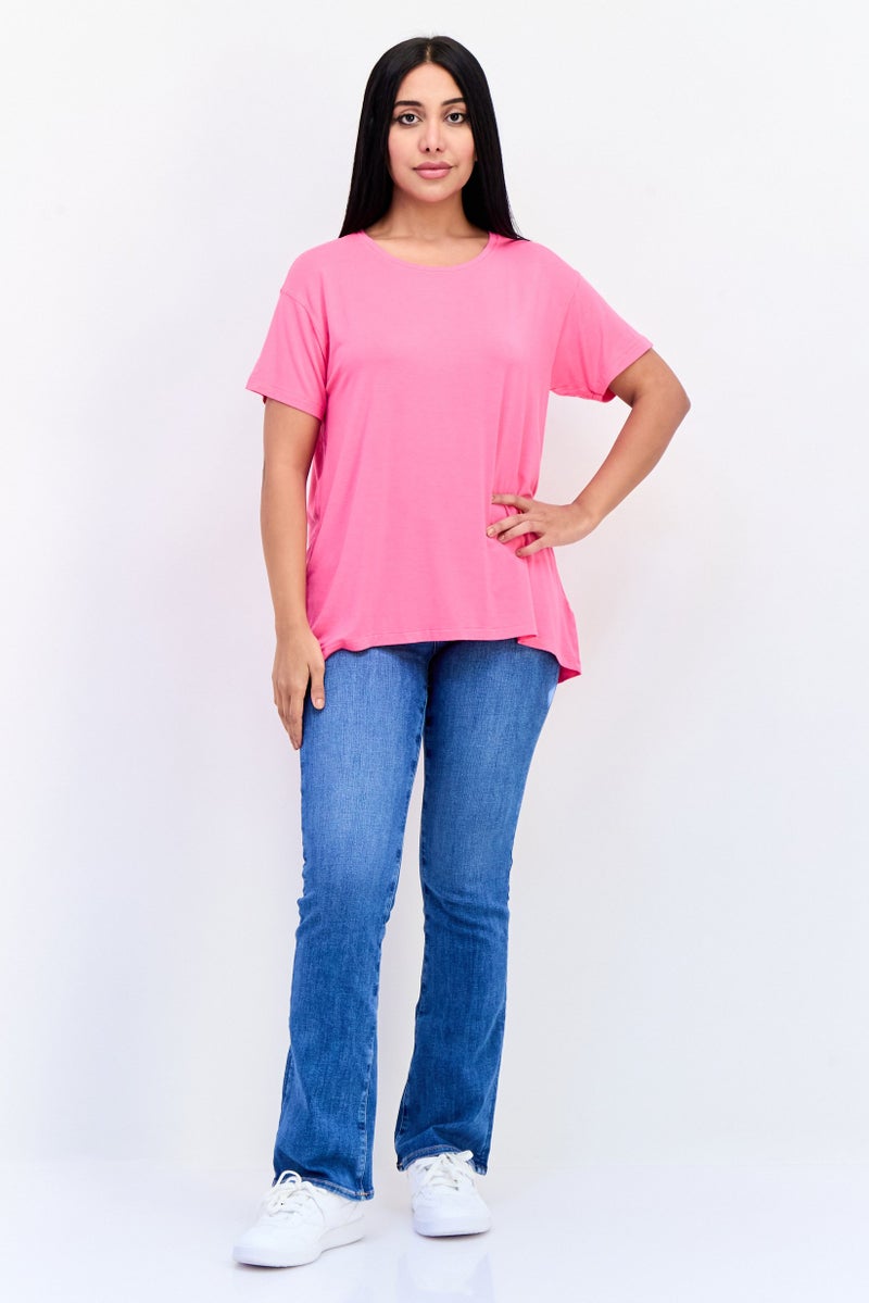 American Eagle Women Crew Neck Short Sleeves Plain T-Shirt, Pink - Image 4