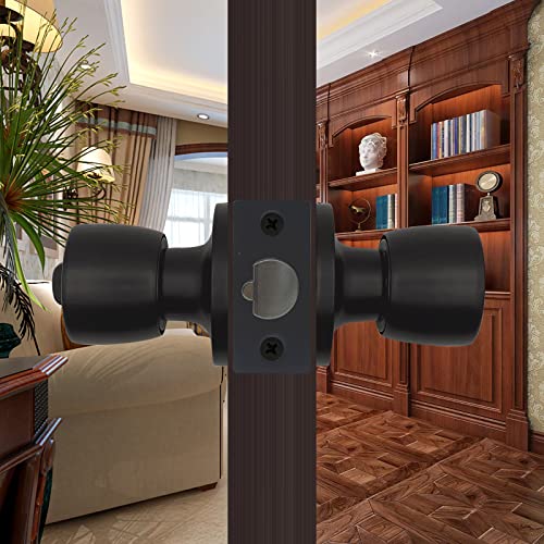 DSJJBLL Doorknob with Key Matte Black Round Ball Door Knob Passage Door Privacy Locking Interior/Exterior Door Knob/Berlin Series Lock for Room Door - Image 5