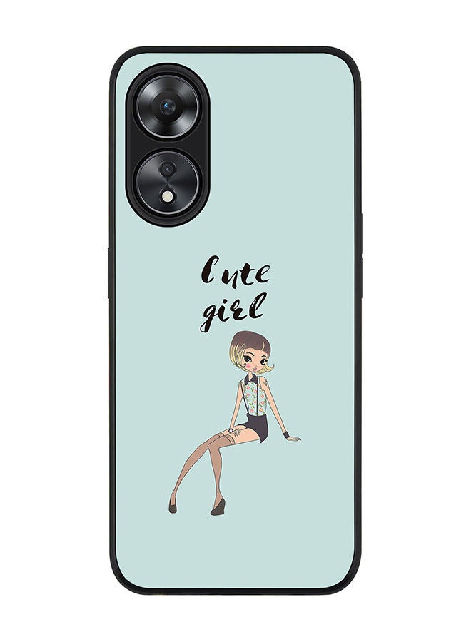 Stylizedd Rugged Black edge case for Oppo A78 5G / Oppo A58 5G Slim fit Soft Case Flexible Rubber Edges Anti Drop TPU Gel Thin Cover -  Shy Cute Girl - Image 1