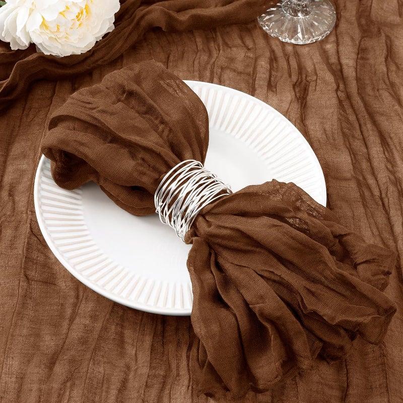 DeZerlor 20 Pack Brown Cheesecloth Napkins Tan Spring Cloth Napkins Set of 20 Marron Dinner Napkins Bulk 21x21 Inches for Wedding Bridal Shower Baby Shower Valentine's Day - Image 1