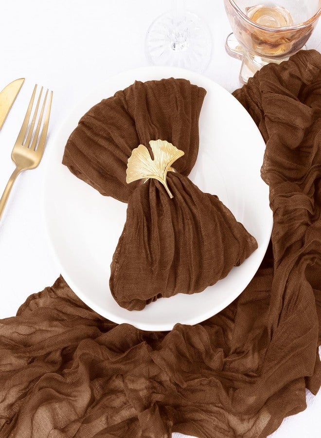 DeZerlor 20 Pack Brown Cheesecloth Napkins Tan Spring Cloth Napkins Set of 20 Marron Dinner Napkins Bulk 21x21 Inches for Wedding Bridal Shower Baby Shower Valentine's Day - Image 2