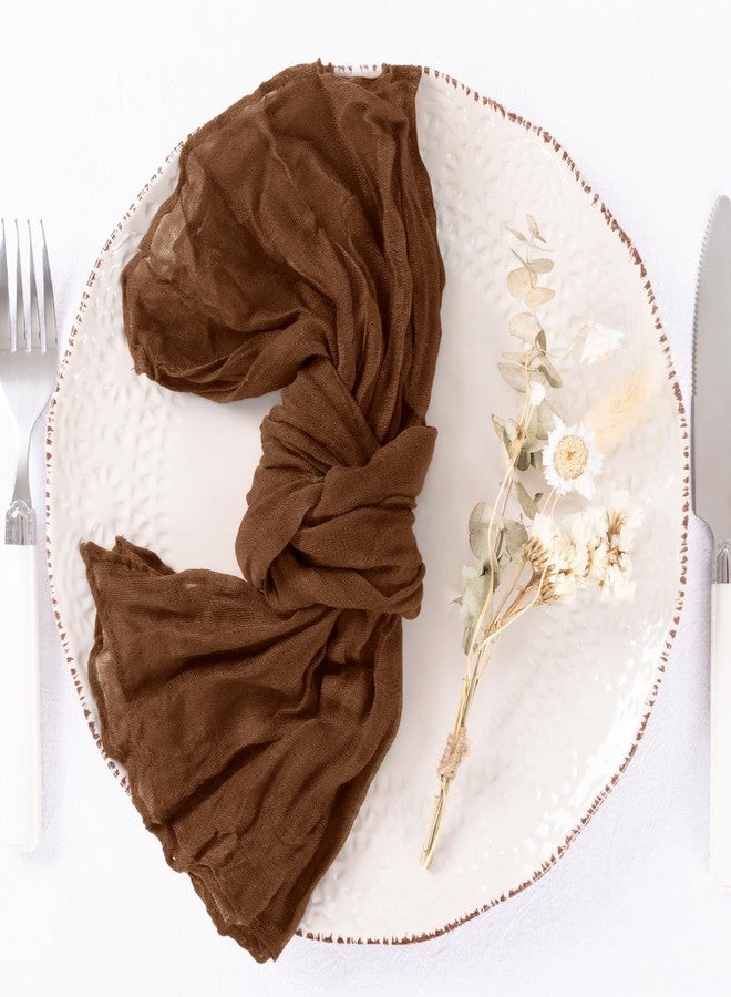 DeZerlor 20 Pack Brown Cheesecloth Napkins Tan Spring Cloth Napkins Set of 20 Marron Dinner Napkins Bulk 21x21 Inches for Wedding Bridal Shower Baby Shower Valentine's Day - Image 3
