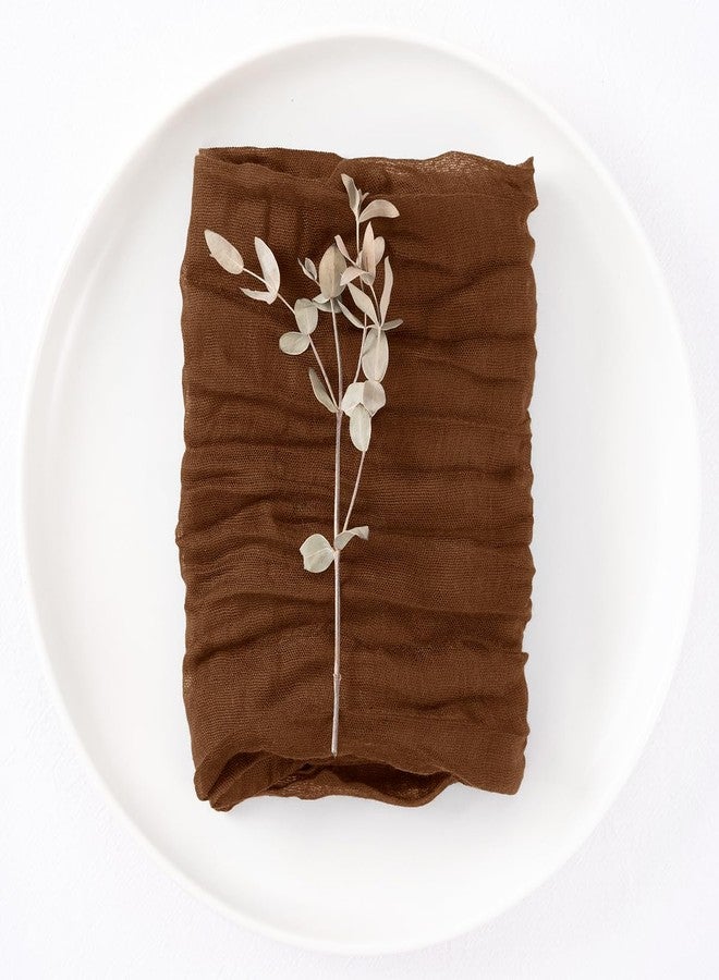 DeZerlor 20 Pack Brown Cheesecloth Napkins Tan Spring Cloth Napkins Set of 20 Marron Dinner Napkins Bulk 21x21 Inches for Wedding Bridal Shower Baby Shower Valentine's Day - Image 4