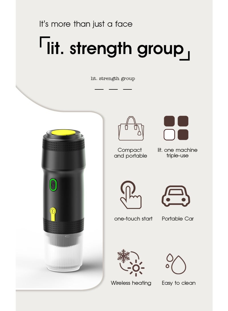 Panda Coffee machine，3 in 1 Portable Electric Espresso Machine - 20Bar Cordless Heating Fully Automatic Capsule Electric Coffee Machine Suitable for Travel Office Outdoor Car - Image 3