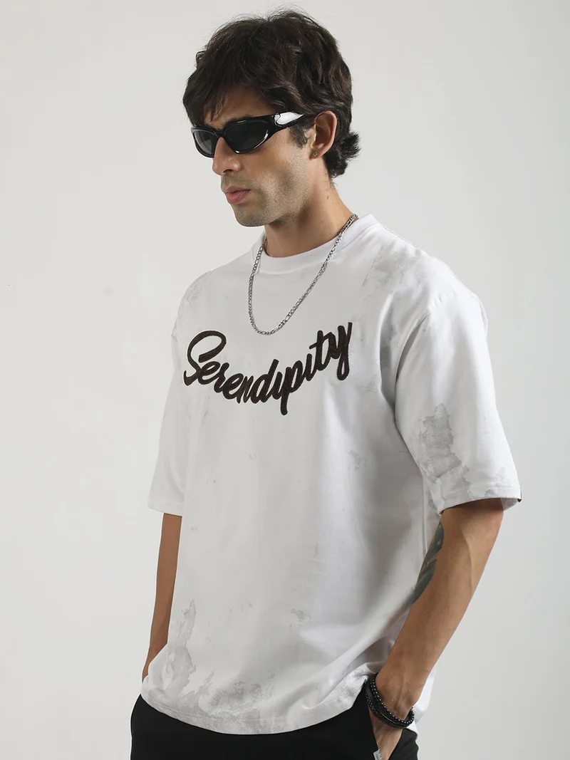Maniac  Maniac Mens Action Words Printed Round Neck Half Sleeve Black and Grey Cotton T-Shirt for Men | Best Price UAE