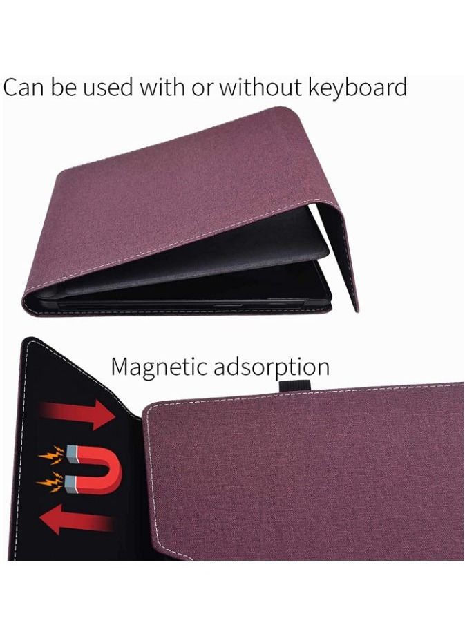 Fits Keyboard and Kickstand, Premium PU Leather Cover with Multiple Angle Viewing for New Surface Pro X 2019 Released / 2020 Wine Red - Image 5
