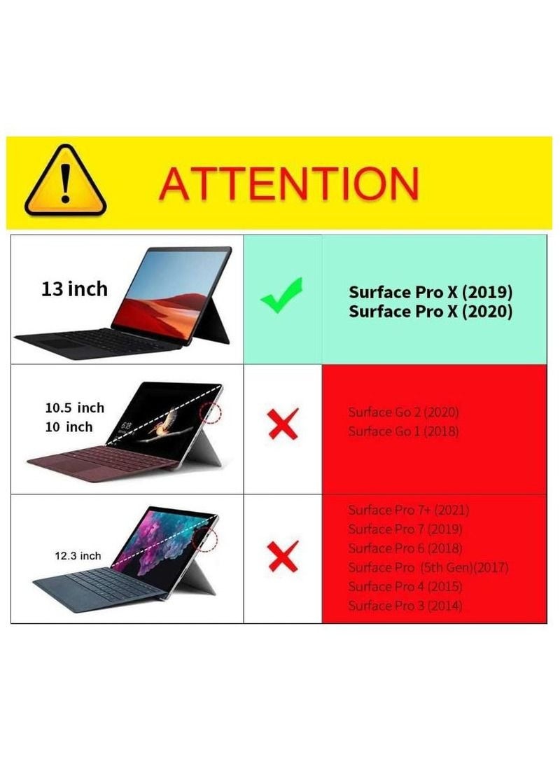 Fits Keyboard and Kickstand, Premium PU Leather Cover with Multiple Angle Viewing for New Surface Pro X 2019 Released / 2020 Wine Red - Image 2