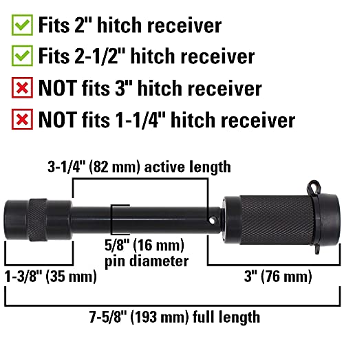 TowWorks 79631 Keyed Unique 5/8" Trailer Hitch Lock with Extra Long 3-1/4" Span, Double Safety Tow Hitch Receiver Locking Pin for Class III IV Hitches with 2" and 2.5" Receivers - Image 4