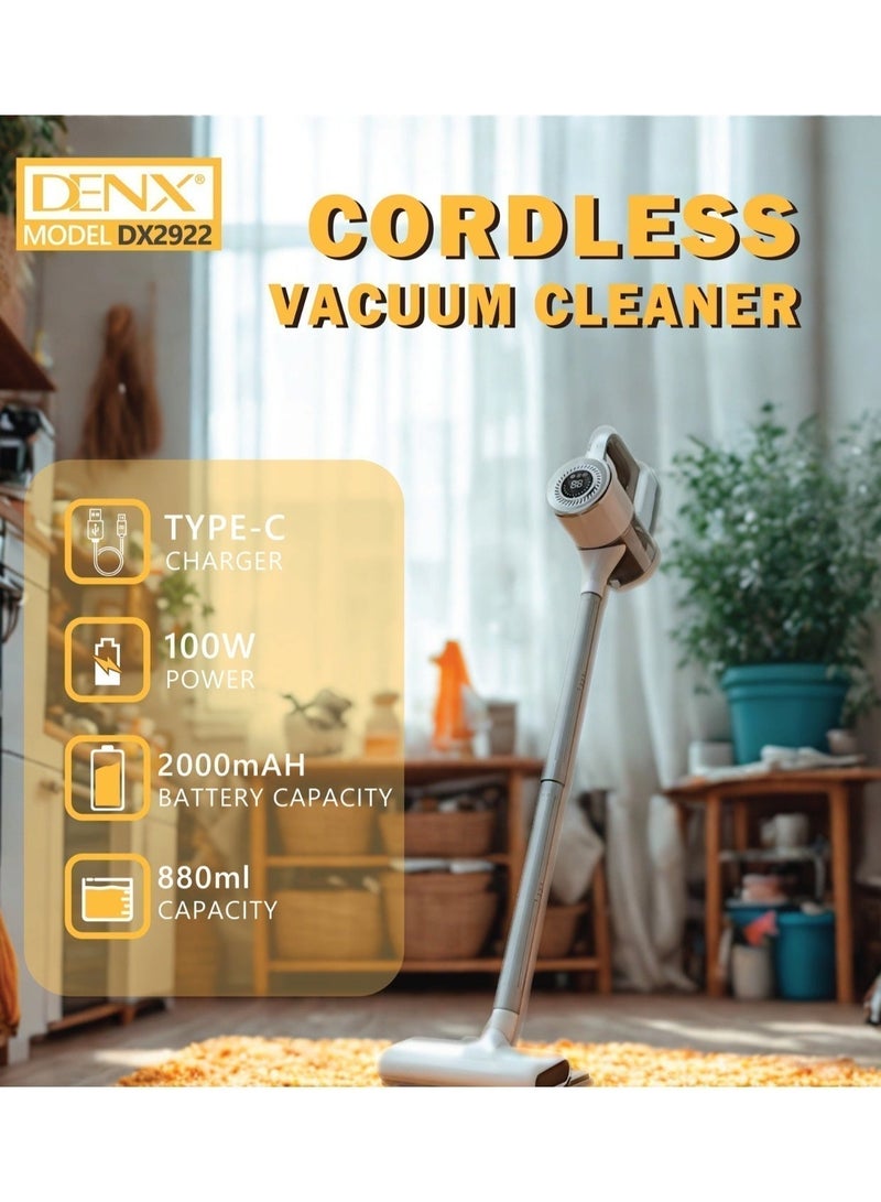 DENX DX2922 Cordless Vacuum Cleaner – Powerful Cleaning, Long Performance, Easy Handling - Image 5
