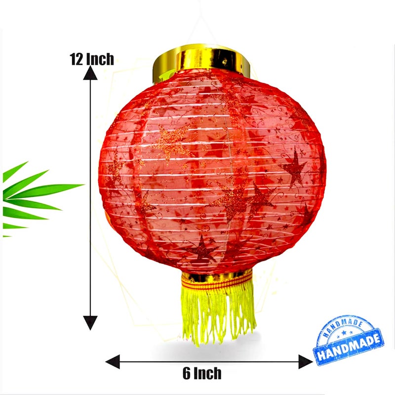 PS Red Lantern Large Chinese Lantern New Year Red Lanterns Colorful Rotating Horse Lanterns Door Balcony Spring Festival Diwali Decoration 12INCH Random Design Pack of 1pc - Image 3