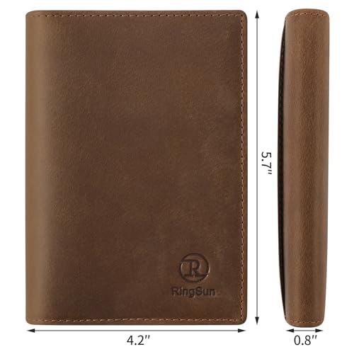 Ringsun Leather Passport Cover for Men Women, RFID Passport Wallet Case Travel Passport Holder for Family - Image 3