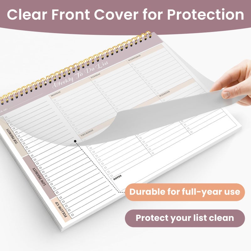 ZOTIA Weekly To Do List Notepad with 52 Undated Sheetsï¼ˆ8.5"Ã—11"ï¼‰6 Pack - Undated Weekly Planner Notepad for Office Desk Accessories and Supplies - Midnight Lilac - Image 4