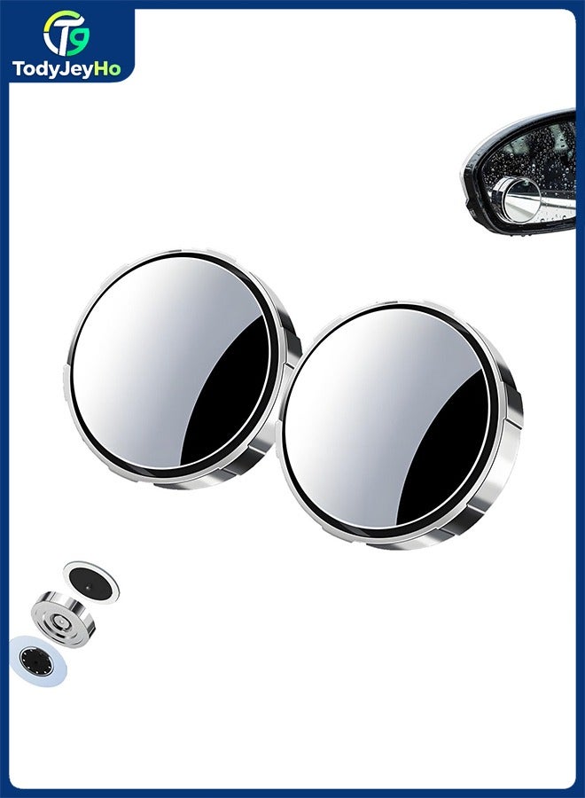TodyJeyHo Car Blind Spot Mirror, Suction cup rearview mirror, HD Glass Frameless Convex Rotating Design, Rear View Mirror with wide angle Adjustable, Stick for Van SUV Trucks Universal (Round Silver,2Pcs) - Image 1