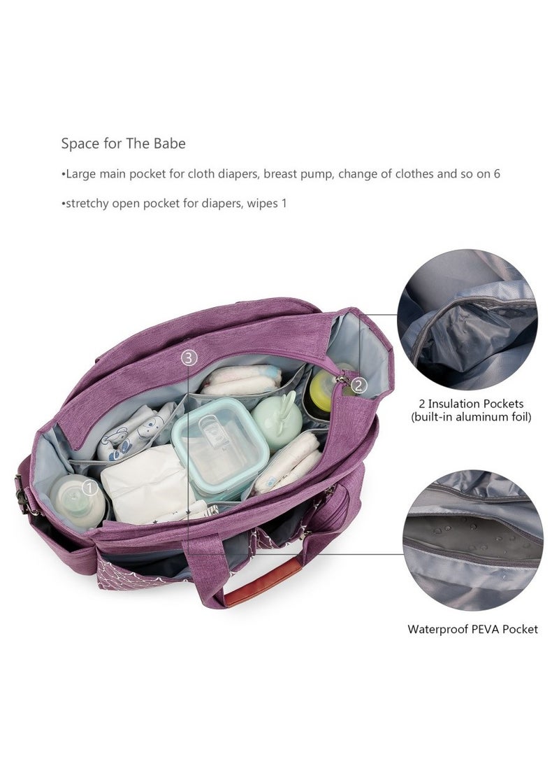 Aethvive Tote Diaper Bag, Multi-Function Baby Bag with Cup Holder, Travel Diaper Bag for Mom and Dad, Large Capacity Nursing Bag for Baby Care - Image 3