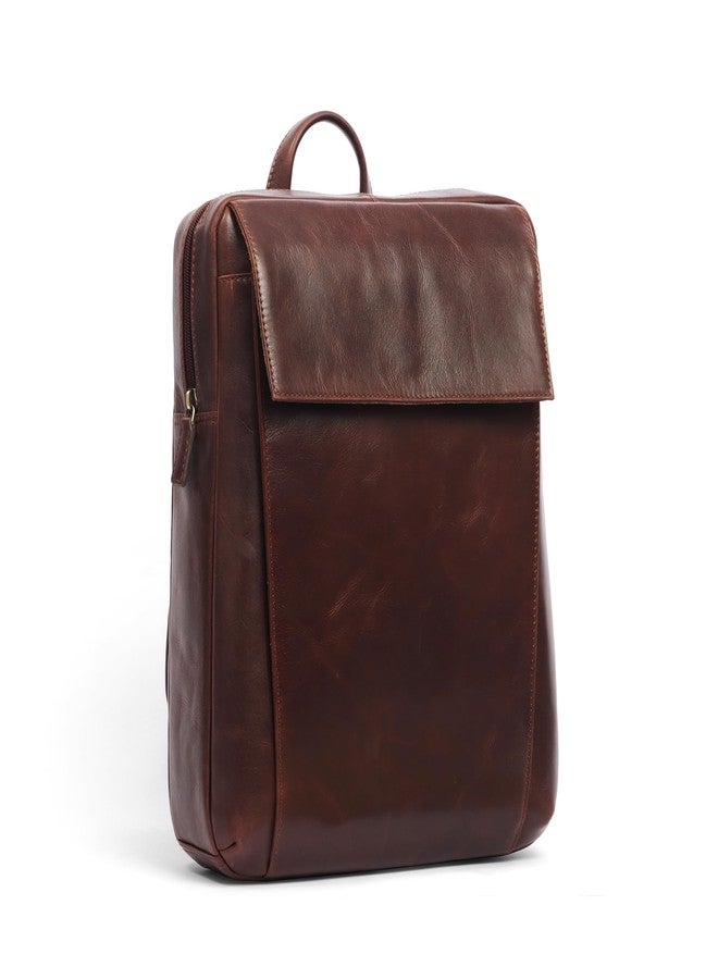 MAI SOLI Copenhagen Premium Vintage Leather Laptop Backpack for Men | Zip-Top Bag with Padded Laptop Sleeve, Organized Interior Pockets & Front Flap Pocket | Fits up to 15-inch Laptop - Vintage Brown - Image 3