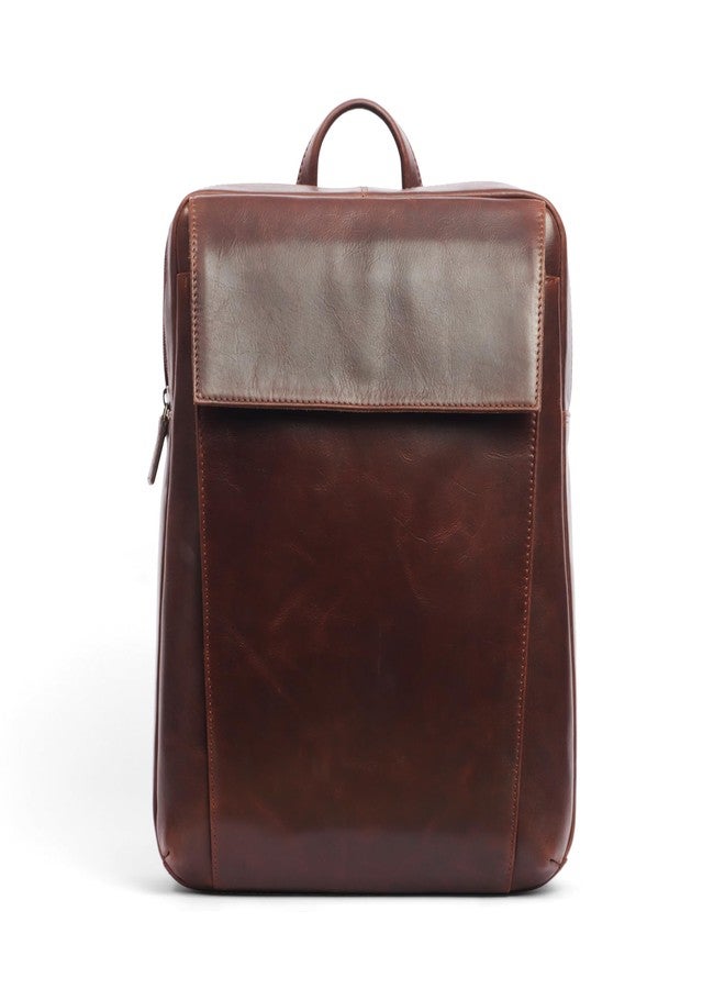 MAI SOLI Copenhagen Premium Vintage Leather Laptop Backpack for Men | Zip-Top Bag with Padded Laptop Sleeve, Organized Interior Pockets & Front Flap Pocket | Fits up to 15-inch Laptop - Vintage Brown - Image 1